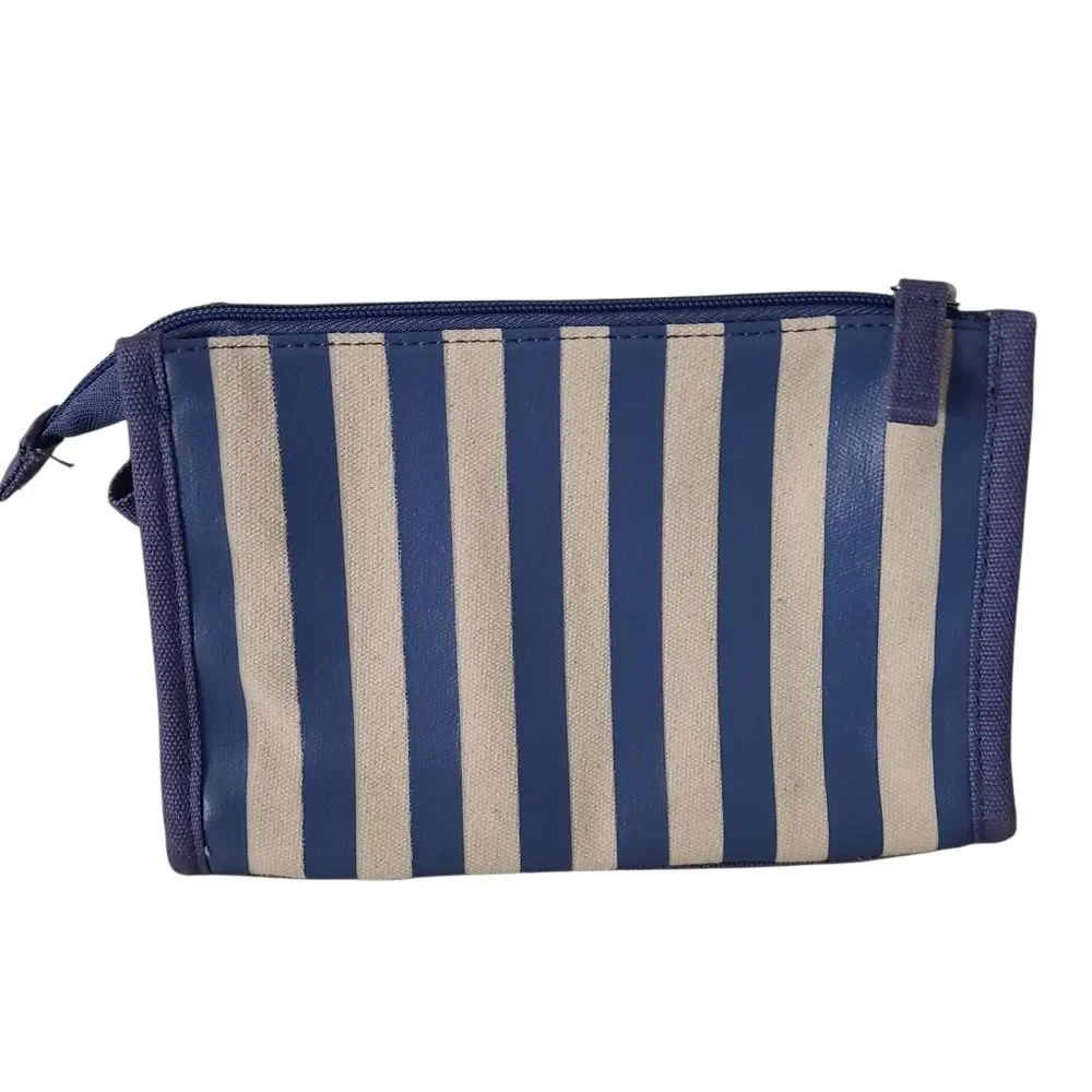 kiehls cosmetic pouch striped blue